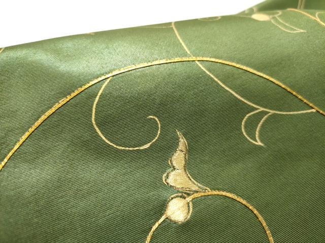 平和屋着物●つけ帯　駒刺繍　花唐草文　金彩　引箔　正絹　逸品　DABE1794op