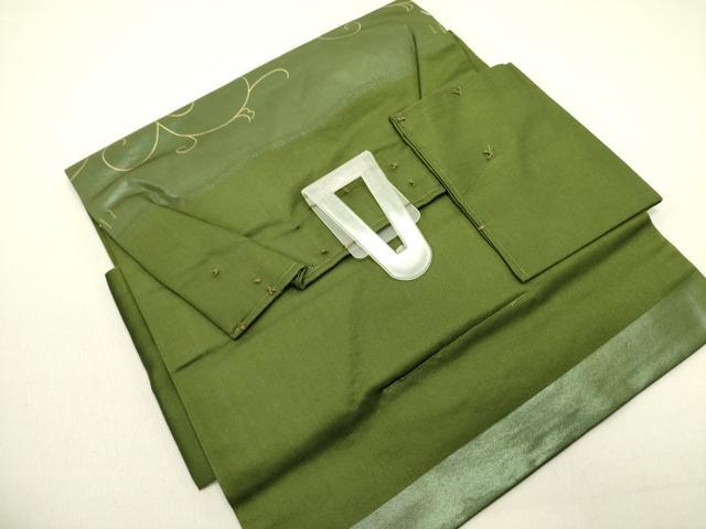 平和屋着物●つけ帯　駒刺繍　花唐草文　金彩　引箔　正絹　逸品　DABE1794op