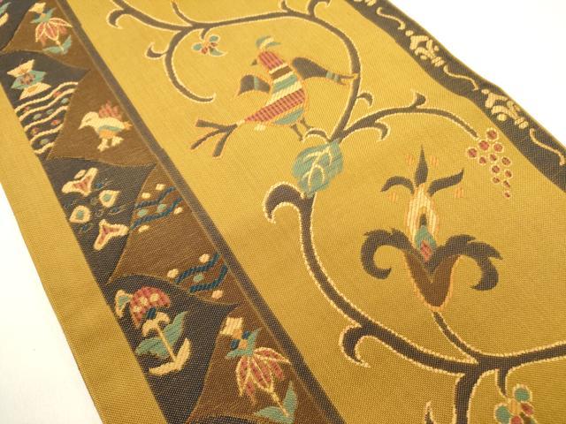 平和屋着物●つけ帯　葡萄　花鳥文　正絹　逸品　DABE1795op