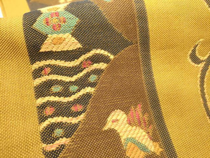 平和屋着物●つけ帯　葡萄　花鳥文　正絹　逸品　DABE1795op