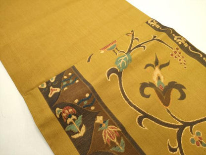 平和屋着物●つけ帯　葡萄　花鳥文　正絹　逸品　DABE1795op