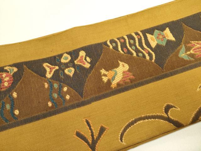 平和屋着物●つけ帯　葡萄　花鳥文　正絹　逸品　DABE1795op