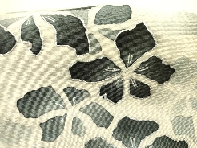 平和屋着物●つけ帯　花尽くし　銀彩　鬼しぼ縮緬　正絹　逸品　DABE1796op