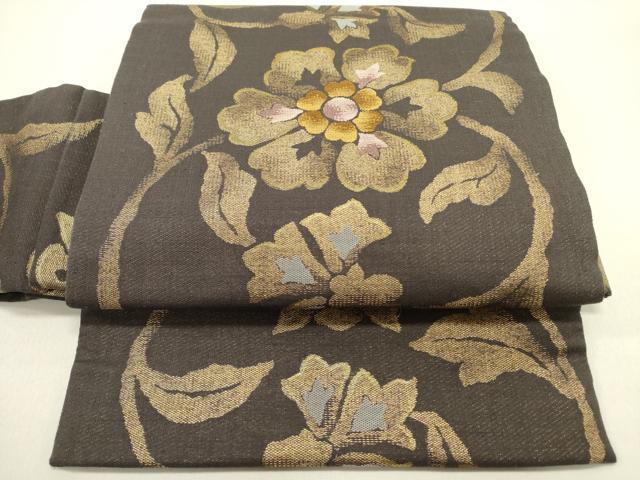 平和屋着物●ワンタッチつけ帯　紬地　衣名世　金糸　正絹　逸品　DABE1797op
