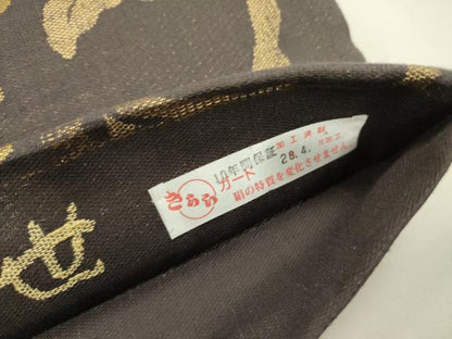 平和屋着物●ワンタッチつけ帯　紬地　衣名世　金糸　正絹　逸品　DABE1797op