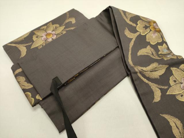 平和屋着物●ワンタッチつけ帯　紬地　衣名世　金糸　正絹　逸品　DABE1797op