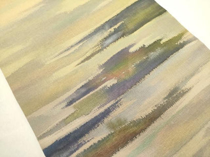 平和屋着物●染色家　岩浅公展　つけ帯　紬地　風景文　正絹　逸品　DABE1800op