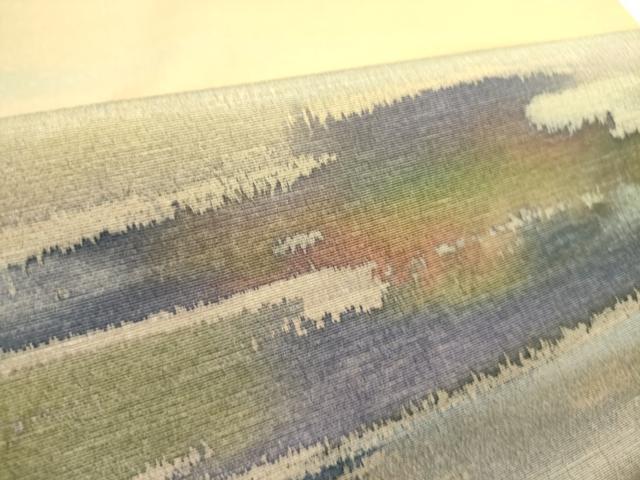 平和屋着物●染色家　岩浅公展　つけ帯　紬地　風景文　正絹　逸品　DABE1800op