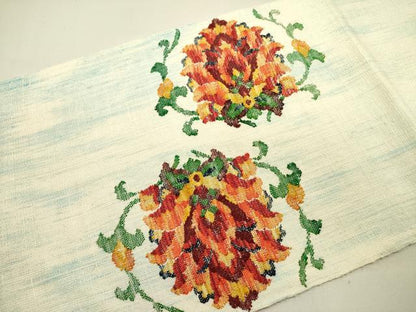 平和屋着物●八寸名古屋帯　紬地　洋花唐草文　正絹　逸品　DABE1803op