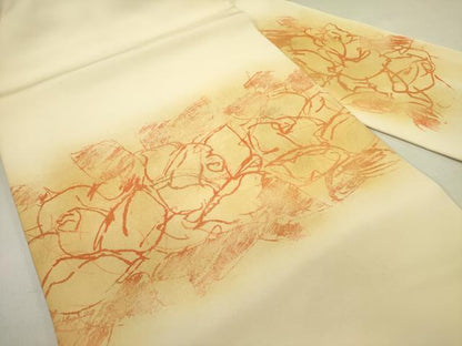 平和屋着物●塩瀬　九寸名古屋帯　作家物　手描き　抽象文様　金彩　正絹　逸品　DABE1805op