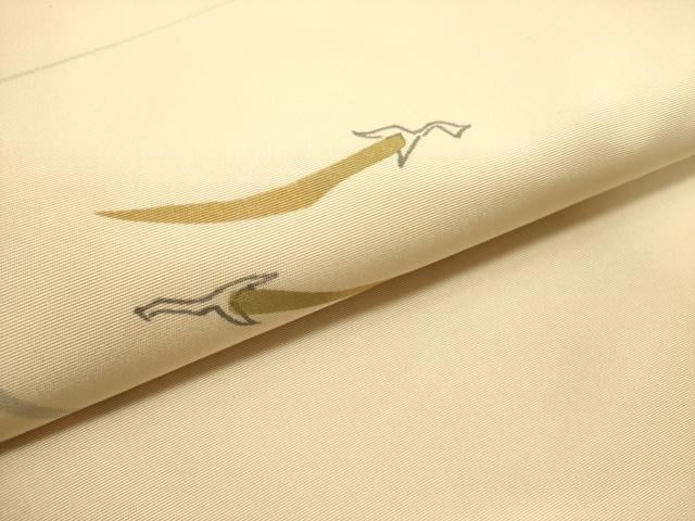 平和屋着物●塩瀬　九寸名古屋帯　手描き　成り物　金彩　正絹　逸品　DABE1808op