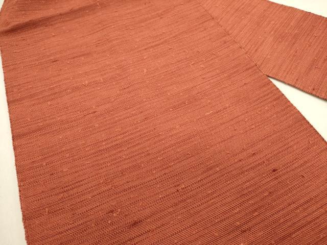 平和屋着物●八寸名古屋帯　紬地　紅樺色　正絹　逸品　DABE1813op