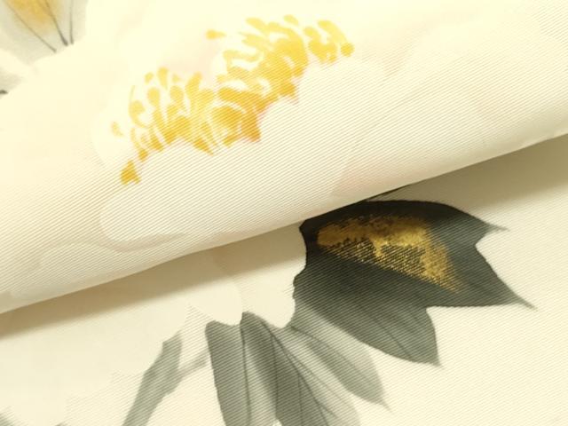 平和屋着物●塩瀬　九寸名古屋帯　作家物　手描き　牡丹　金彩　正絹　逸品　DABE1815op
