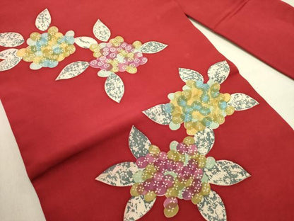 平和屋着物●塩瀬　九寸名古屋帯　紫陽花　正絹　逸品　DABE1817op