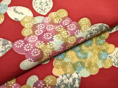 平和屋着物●塩瀬　九寸名古屋帯　紫陽花　正絹　逸品　DABE1817op