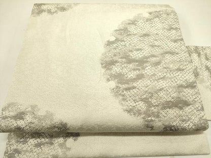 平和屋着物●九寸名古屋帯　雪輪鹿の子文　銀糸　鈴乃屋扱い　正絹　逸品　DABE1823op