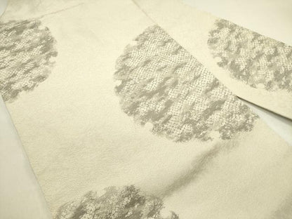 平和屋着物●九寸名古屋帯　雪輪鹿の子文　銀糸　鈴乃屋扱い　正絹　逸品　DABE1823op