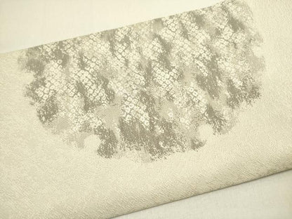 平和屋着物●九寸名古屋帯　雪輪鹿の子文　銀糸　鈴乃屋扱い　正絹　逸品　DABE1823op