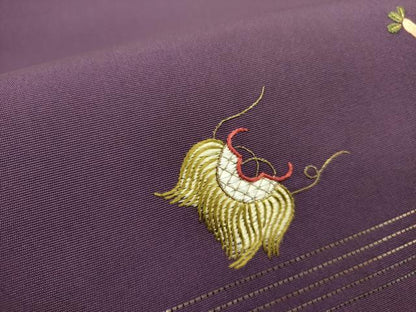平和屋着物●塩瀬　九寸開き名古屋帯　総刺繍　成り物　器物文様　金糸　正絹　逸品　DABE1824op