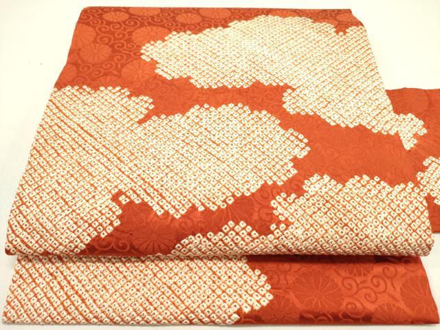 平和屋着物●九寸名古屋帯　総絞り　雲文　正絹　逸品　DABE1826op