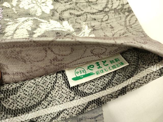平和屋着物●両方向　両面全通柄袋帯　花唐草文　ラメ糸　やまと誂製　正絹　逸品　未使用　DABE1832op