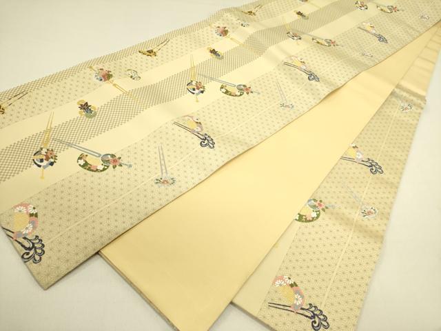 平和屋着物●西陣の老舗　1782年創業　山下織物　六通柄袋帯　唐織　簪　器物花文　金糸　証紙付き　正絹　逸品　未使用　DABE1833op