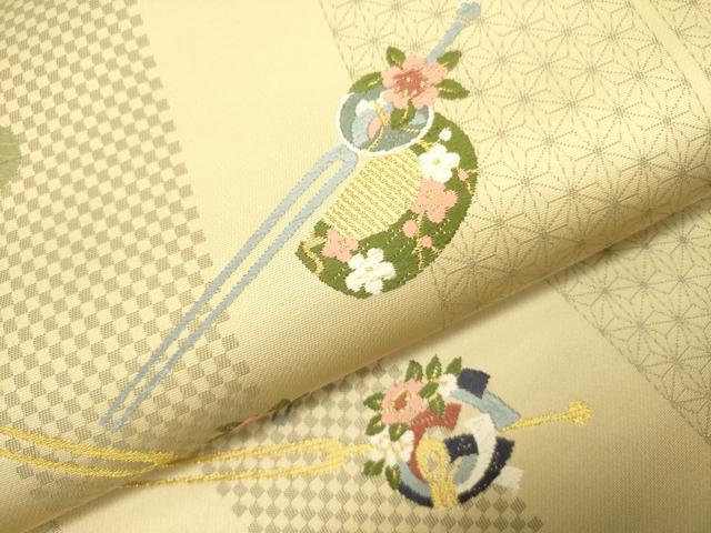 平和屋着物●西陣の老舗　1782年創業　山下織物　六通柄袋帯　唐織　簪　器物花文　金糸　証紙付き　正絹　逸品　未使用　DABE1833op