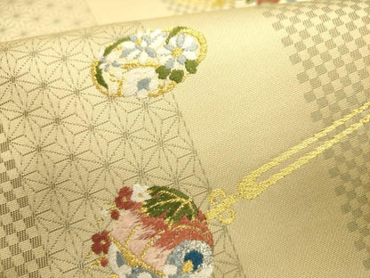 平和屋着物●西陣の老舗　1782年創業　山下織物　六通柄袋帯　唐織　簪　器物花文　金糸　証紙付き　正絹　逸品　未使用　DABE1833op