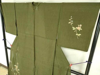 平和屋着物＊夏物　中国三大刺繍　スワトウ刺繍　汕頭刺繍　総刺繍　訪問着　紗　草花　金糸　正絹　逸品　DABE1835op