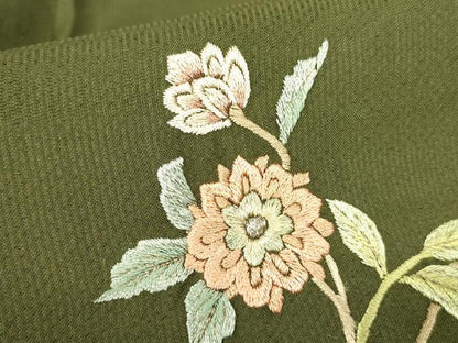 平和屋着物＊夏物　中国三大刺繍　スワトウ刺繍　汕頭刺繍　総刺繍　訪問着　紗　草花　金糸　正絹　逸品　DABE1835op