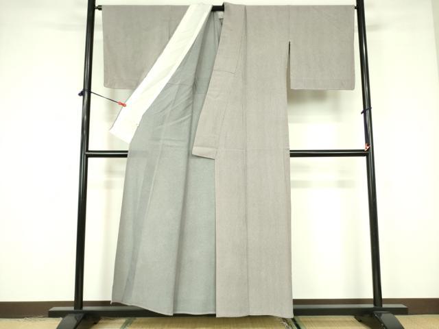 平和屋着物＊夏物 江戸小紋 絽縮緬 両面染 縞 正絹 逸品 DABE1836op