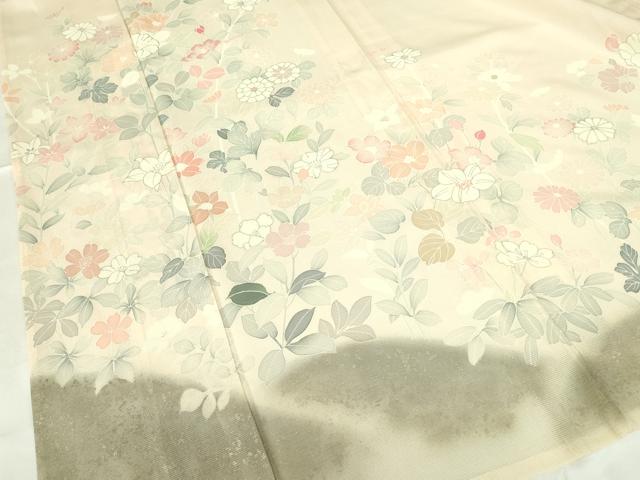 平和屋着物＊夏物 訪問着 絽 草花 暈し染め 銀彩 正絹 逸品 DABE1843op