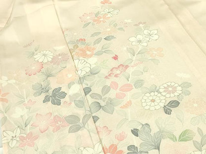 平和屋着物＊夏物 訪問着 絽 草花 暈し染め 銀彩 正絹 逸品 DABE1843op