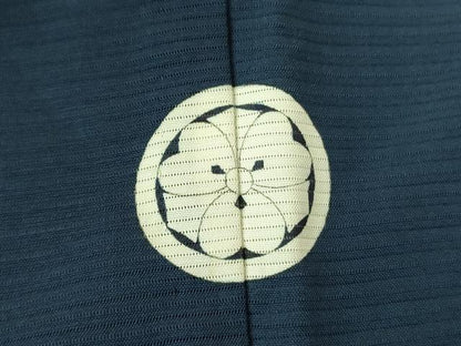 平和屋着物＊夏物 男性 色紋付 絽 留紺色 正絹 逸品 DABE1846op