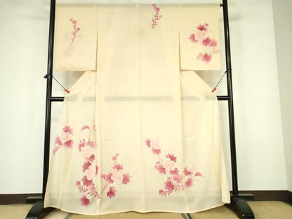 平和屋着物＊夏物 訪問着 絽 手描き 草花 正絹 逸品 DABE1847op