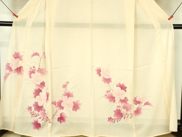 平和屋着物＊夏物 訪問着 絽 手描き 草花 正絹 逸品 DABE1847op