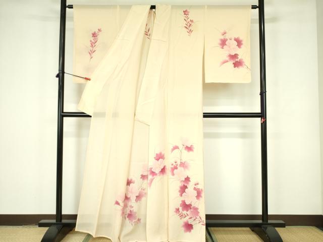 平和屋着物＊夏物 訪問着 絽 手描き 草花 正絹 逸品 DABE1847op