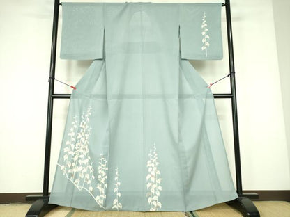 平和屋着物＊夏物 訪問着 絽 南天草花文 金彩 正絹 逸品 DABE1849op