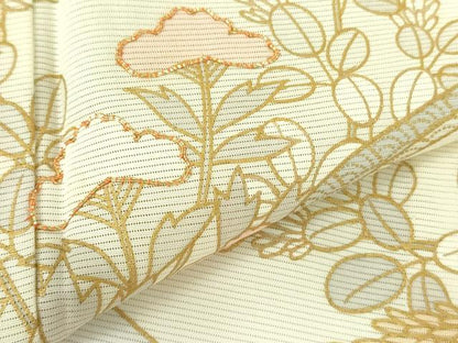 平和屋着物＊夏物 訪問着 絽 駒刺繍 流水草花文 金彩 正絹 逸品 DABE1853op