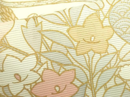 平和屋着物＊夏物 訪問着 絽 駒刺繍 流水草花文 金彩 正絹 逸品 DABE1853op