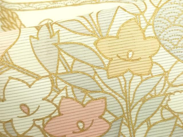 平和屋着物＊夏物 訪問着 絽 駒刺繍 流水草花文 金彩 正絹 逸品 DABE1853op