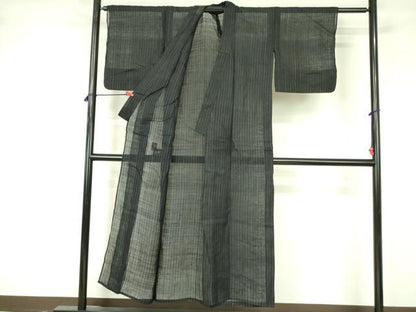 平和屋着物＊夏物 上布 縞 麻 逸品 DABE1855op