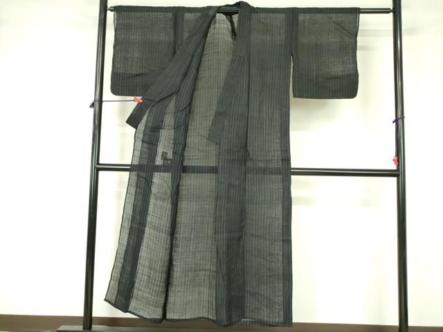 平和屋着物＊夏物 上布 縞 麻 逸品 DABE1855op