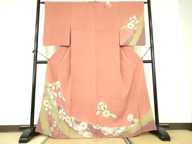 平和屋着物■訪問着 駒刺繍 舞花 花唐草文 金彩 正絹 逸品 DABE1856op