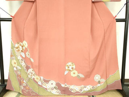 平和屋着物■訪問着 駒刺繍 舞花 花唐草文 金彩 正絹 逸品 DABE1856op