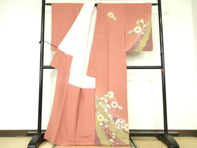 平和屋着物■訪問着 駒刺繍 舞花 花唐草文 金彩 正絹 逸品 DABE1856op