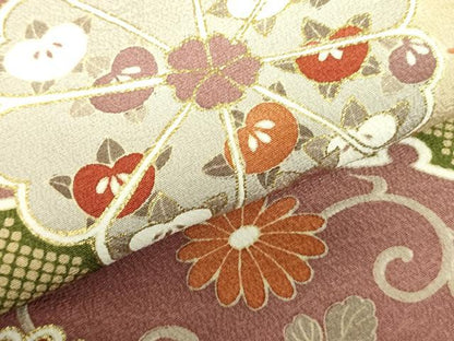 平和屋着物■訪問着 駒刺繍 舞花 花唐草文 金彩 正絹 逸品 DABE1856op