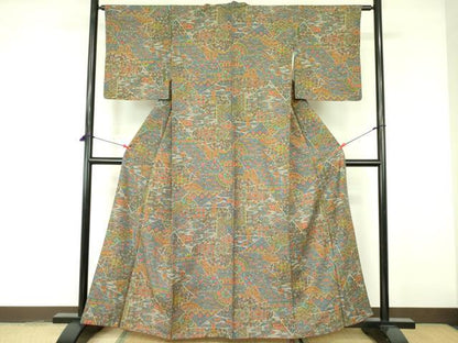 平和屋着物■上質な小紋 紬地 草花 正絹 逸品 DABE1874op