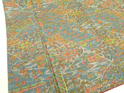 平和屋着物■上質な小紋 紬地 草花 正絹 逸品 DABE1874op
