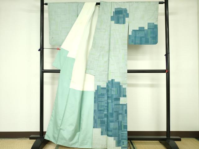 平和屋着物■本場大島紬 訪問着 作家物 7マルキ 幾何学文様 正絹 逸品 DABE1877op
